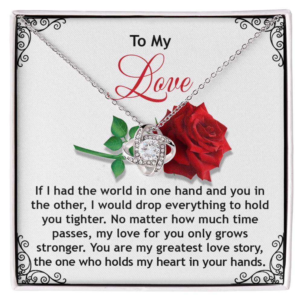 Romantic Anniversary, Valentine's Day Gift for Soulmate, Wife, Girlfriend - Greatest Love Story - Love Knot Pendant Necklace - Mallard Moon Gift Shop