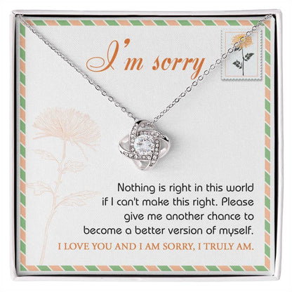 Gift for Girlfriend, Wife-Sorry, Another Chance-Love Knot Pendant Necklace - Mallard Moon Gift Shop