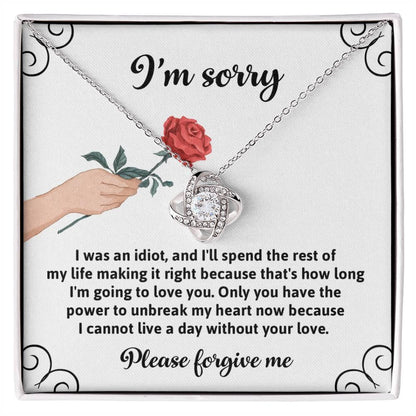 Gift for Girlfriend, Wife - Sorry, Making It Right - Love Knot Pendant Necklace - Mallard Moon Gift Shop