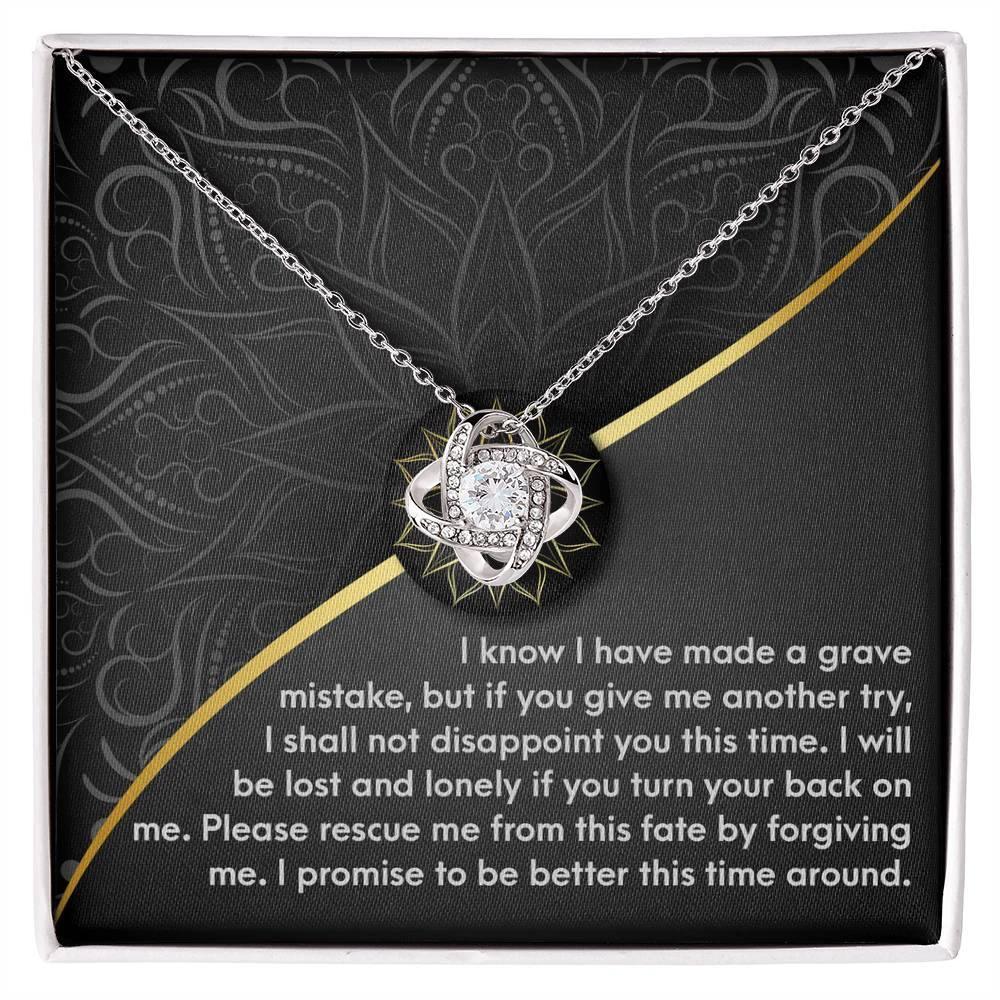 Apology Gift for Girlfriend, Wife, Soulmate-Sorry, Turn Your Back-Love Knot Pendant Necklace