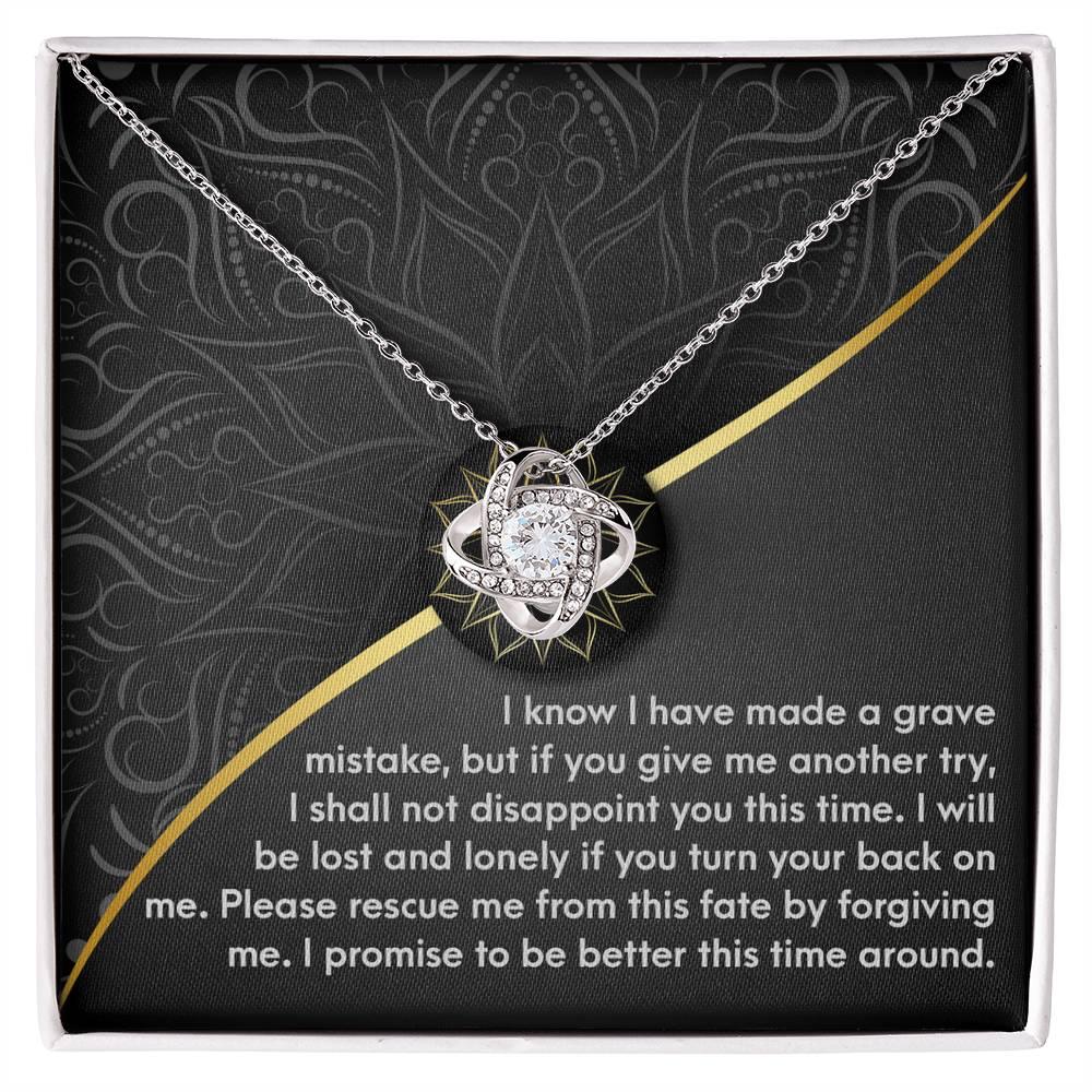 Apology Gift for Girlfriend, Wife, Soulmate-Sorry, Turn Your Back-Love Knot Pendant Necklace - Mallard Moon Gift Shop