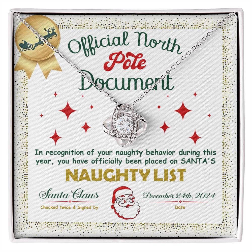 Naughty List - North Pole - Love Knot Pendant Necklace - Mallard Moon Gift Shop