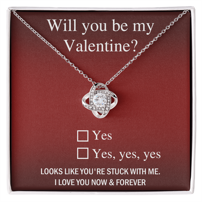 Valentine Love Knot Necklace - Just Say Yes - Mallard Moon Gift Shop