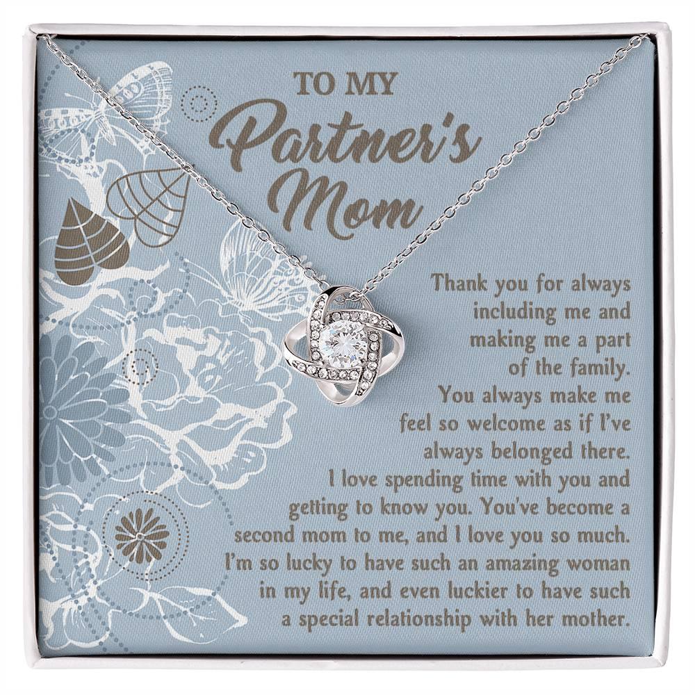 To My Partner's Mom You Make Me Feel Welcomed Love Knot Pendant Necklace - Mallard Moon Gift Shop