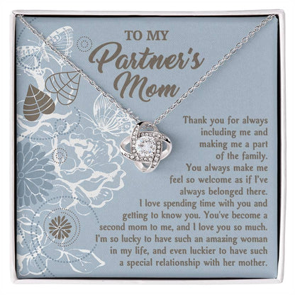 To My Partner's Mom You Make Me Feel Welcomed Love Knot Pendant Necklace - Mallard Moon Gift Shop
