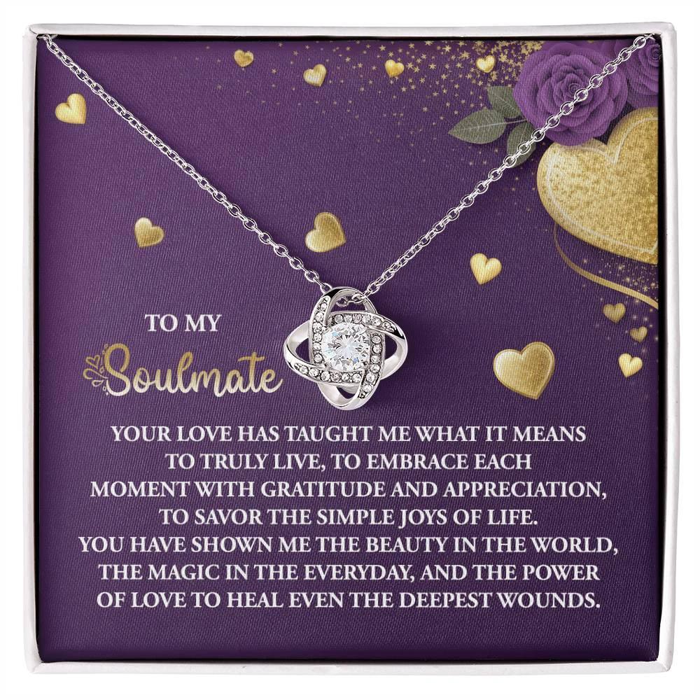 To My Soulmate" Love Knot Necklace – A Beautiful Valentine’s Day Gift Celebrating Love, Joy, and Healing