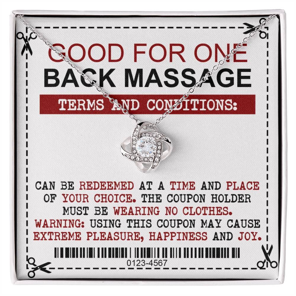 Gift for Wife Back Massage Coupon Love Knot Pendant Necklace - Mallard Moon Gift Shop