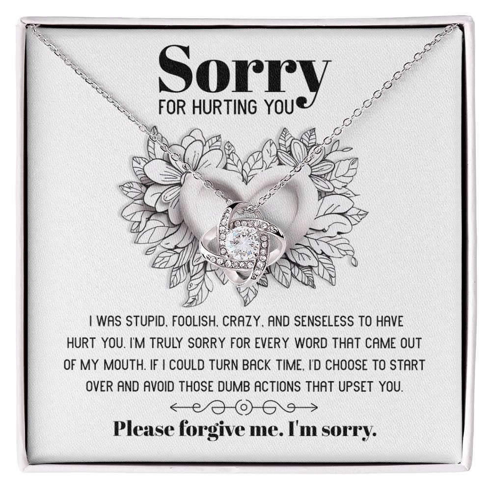 Apology Gift for Girlfriend, Wife, Soulmate-Sorry, Turn Back Time - Love Knot Pendant Necklace - Mallard Moon Gift Shop