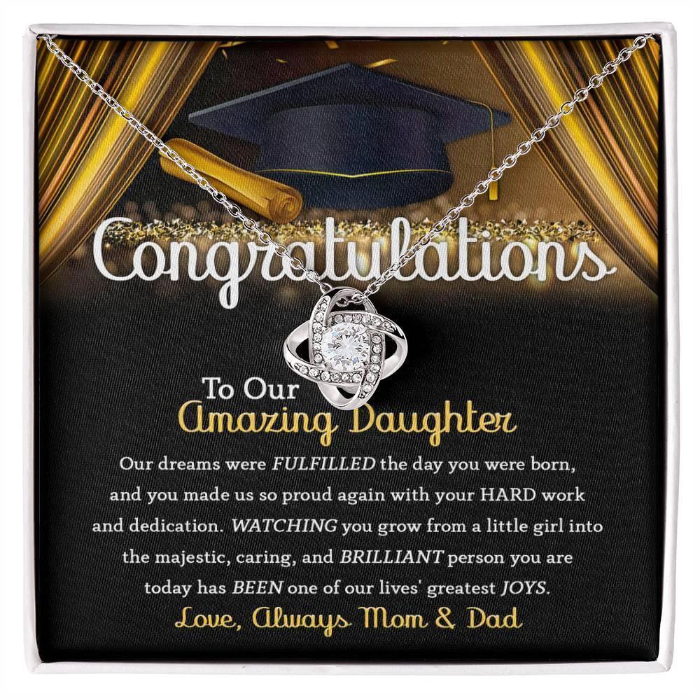 Daughter Graduation Jewelry Necklace with Message Card from Mom and Dad - You Made Us So Proud