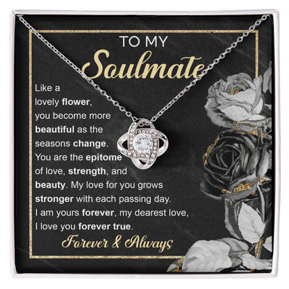 To My Soulmate – Love Knot Necklace with Elegant Forever & Always Message | Romantic Gift for the One You Cherish Most - Mallard Moon Gift Shop