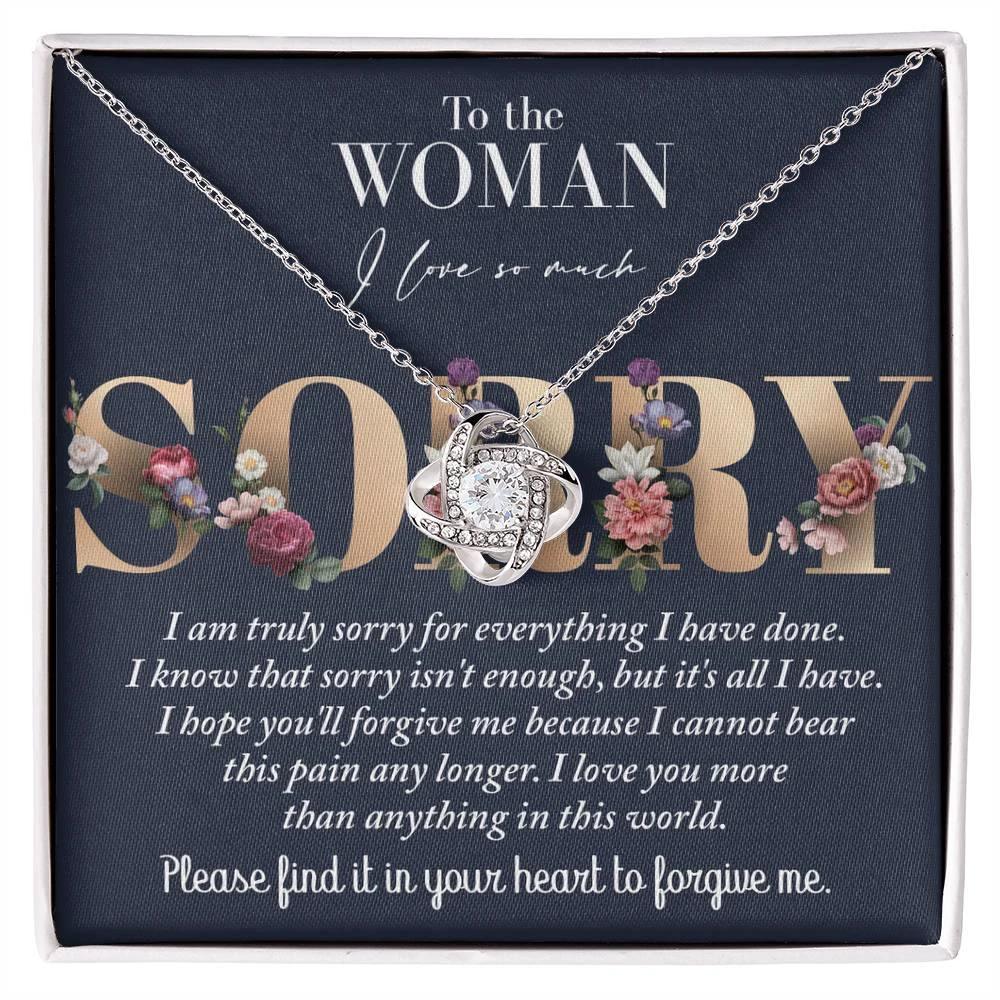 Apology Gift for Girlfriend, Wife, Soulmate - Sorry, Bear This Pain - Love Knot Pendant Necklace
