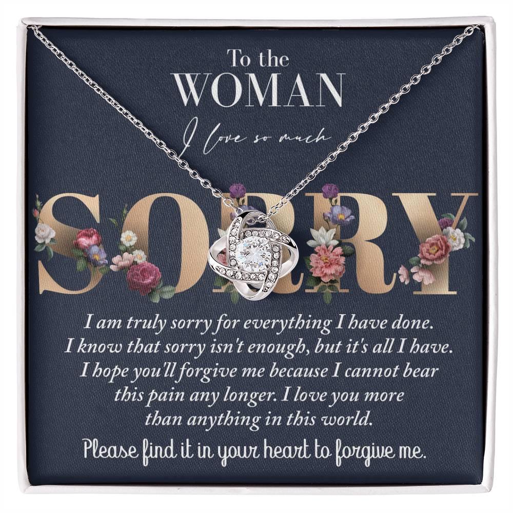 Apology Gift for Girlfriend, Wife, Soulmate - Sorry, Bear This Pain - Love Knot Pendant Necklace - Mallard Moon Gift Shop