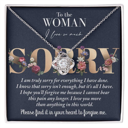 Apology Gift for Girlfriend, Wife, Soulmate - Sorry, Bear This Pain - Love Knot Pendant Necklace - Mallard Moon Gift Shop