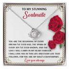 Romantic Soulmate Gift – In My Heart Forever - Love Knot Necklace Pendant with Meaningful Message Card