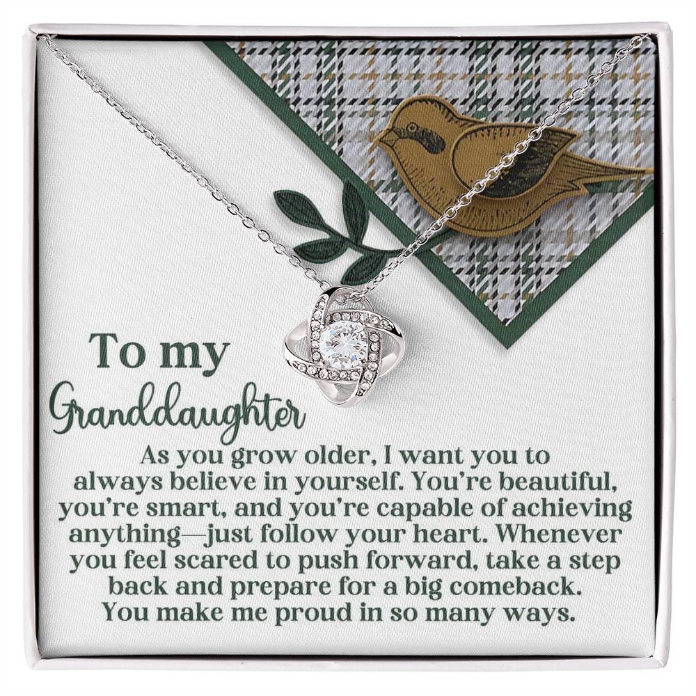 Gift for Granddaughter - A Big Comeback - Love Knot Pendant Necklace - Mallard Moon Gift Shop