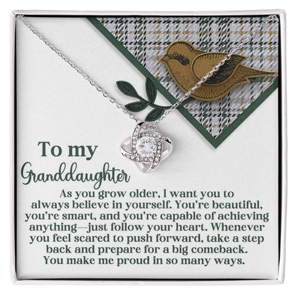 Gift for Granddaughter - A Big Comeback - Love Knot Pendant Necklace - Mallard Moon Gift Shop