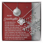 To My Granddaughter – Christmas Love Knot Necklace | “You Are Beautiful, Strong & Loved” Holiday Message Card | Grandparent Gift