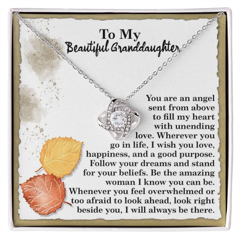 Gift for Granddaughter - An Angel - Love Knot Pendant Necklace - Mallard Moon Gift Shop