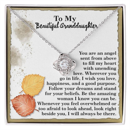 Gift for Granddaughter - An Angel - Love Knot Pendant Necklace - Mallard Moon Gift Shop