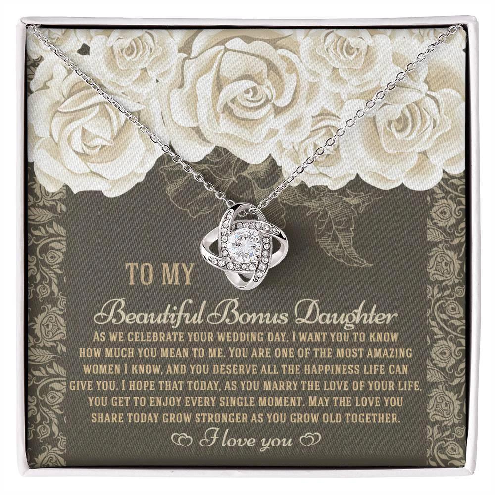 Bonus Daughter Wedding Day Gift - Grow Old Together - Love Knot Pendant Necklace