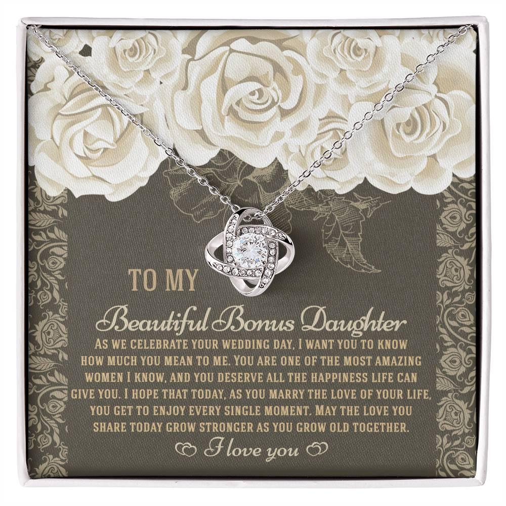 Bonus Daughter Wedding Day Gift - Grow Old Together - Love Knot Pendant Necklace - Mallard Moon Gift Shop