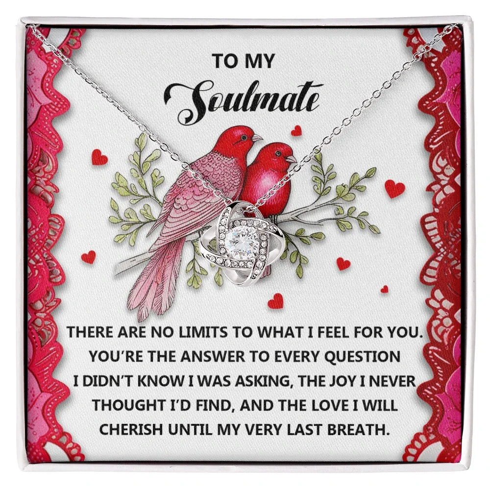 Romantic Gift for Her: Love Knot Necklace with Emotional Soulmate Message
