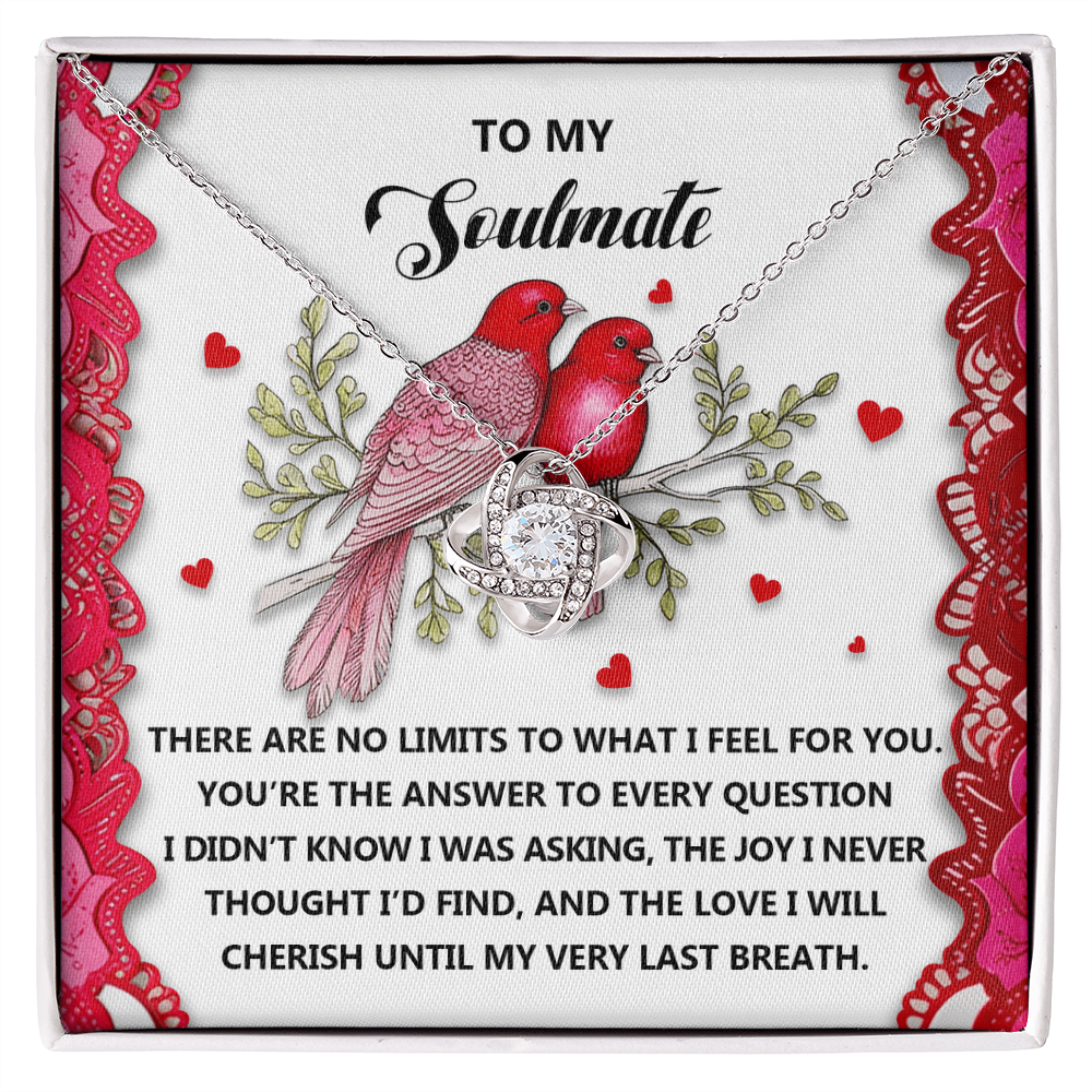 Romantic Gift for Her: Love Knot Necklace with Emotional Soulmate Message