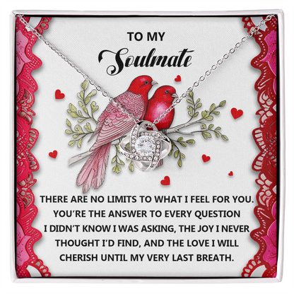 Romantic Gift for Her: Love Knot Necklace with Emotional Soulmate Message