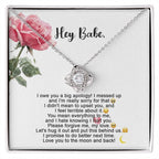 Hey Babe – I’m Sorry Love Knot Necklace | Heartfelt Apology Gift for Partner with Message Card
