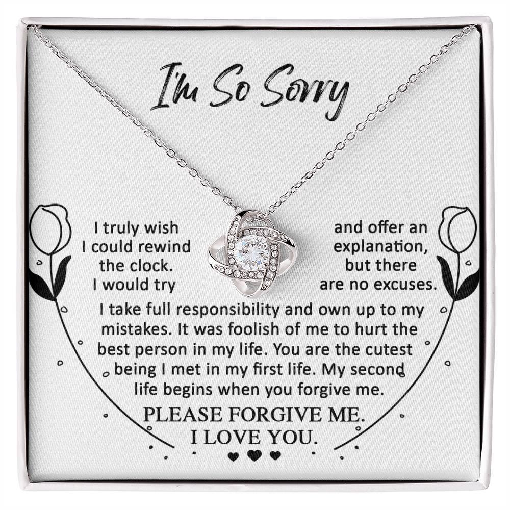 Apology Gift for Girlfriend, Wife, Soulmate - Sorry, My First Life - Love Knot Pendant Necklace - Mallard Moon Gift Shop