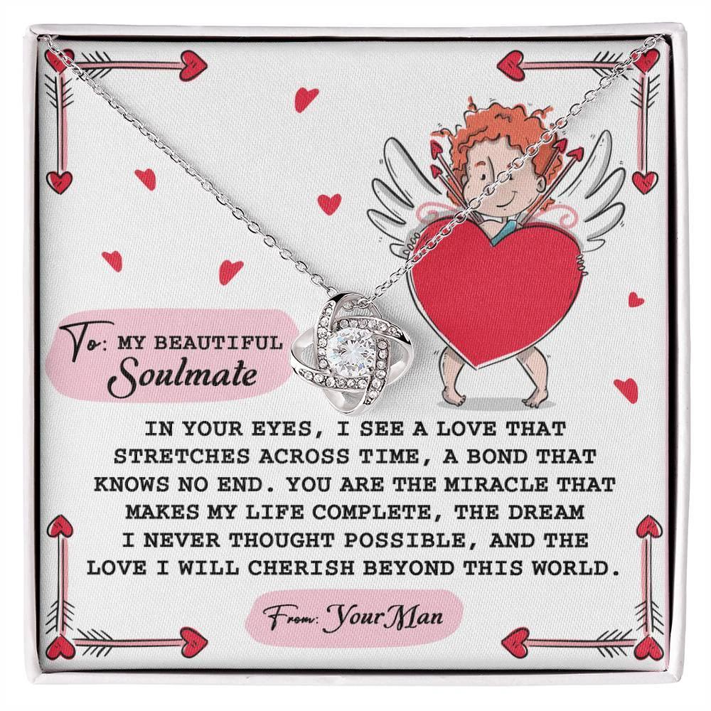 Romantic Anniversary, Valentine's Day Gift for Soulmate, Wife, Girlfriend - Cherish You - Love Knot Pendant Necklace