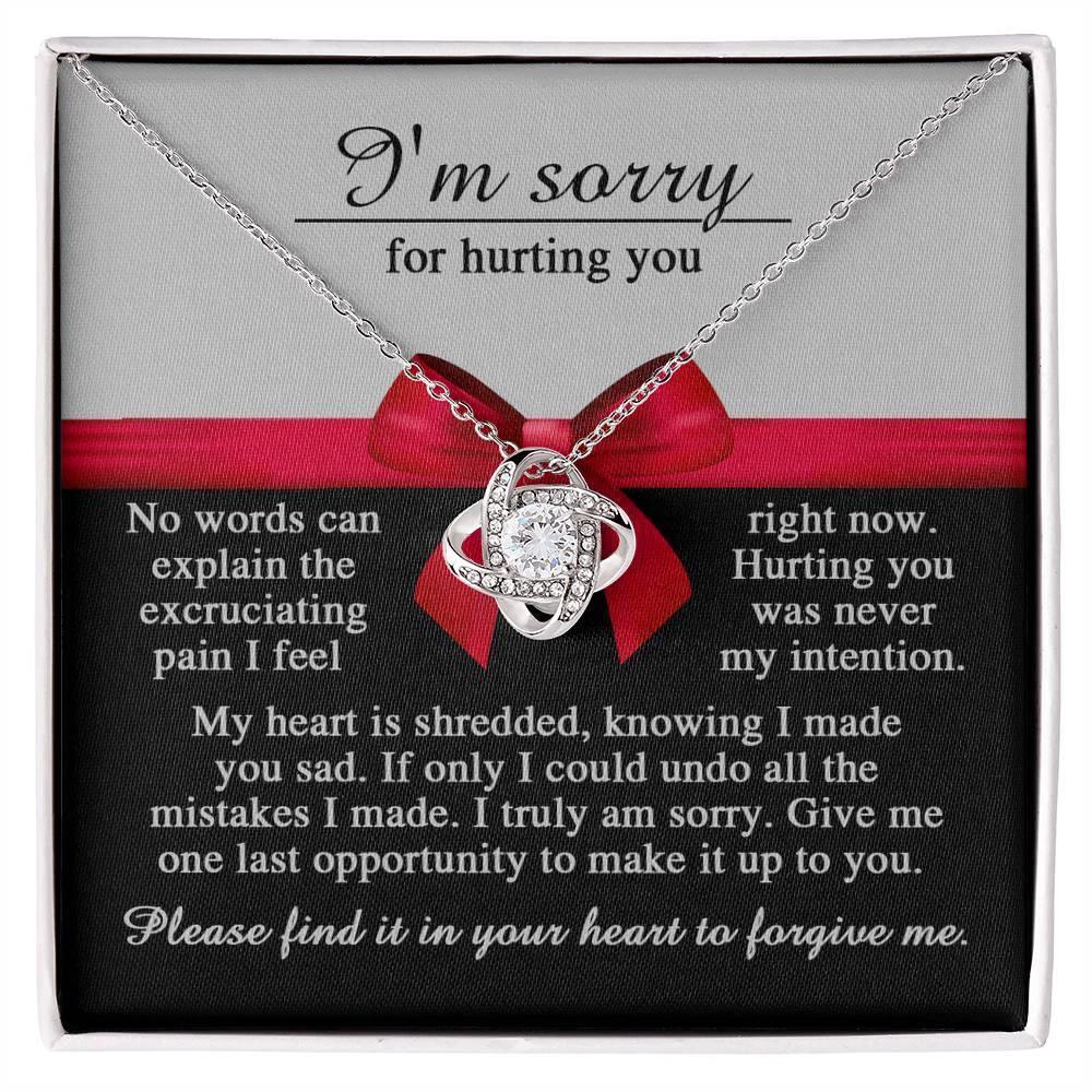 Apology Gift for Girlfriend, Wife, Soulmate - Sorry, Made You Sad - Love Knot Pendant Necklace