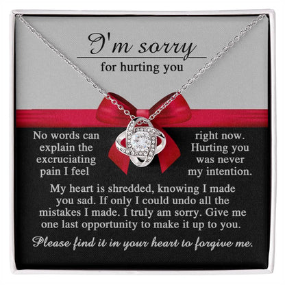 Apology Gift for Girlfriend, Wife, Soulmate - Sorry, Made You Sad - Love Knot Pendant Necklace - Mallard Moon Gift Shop