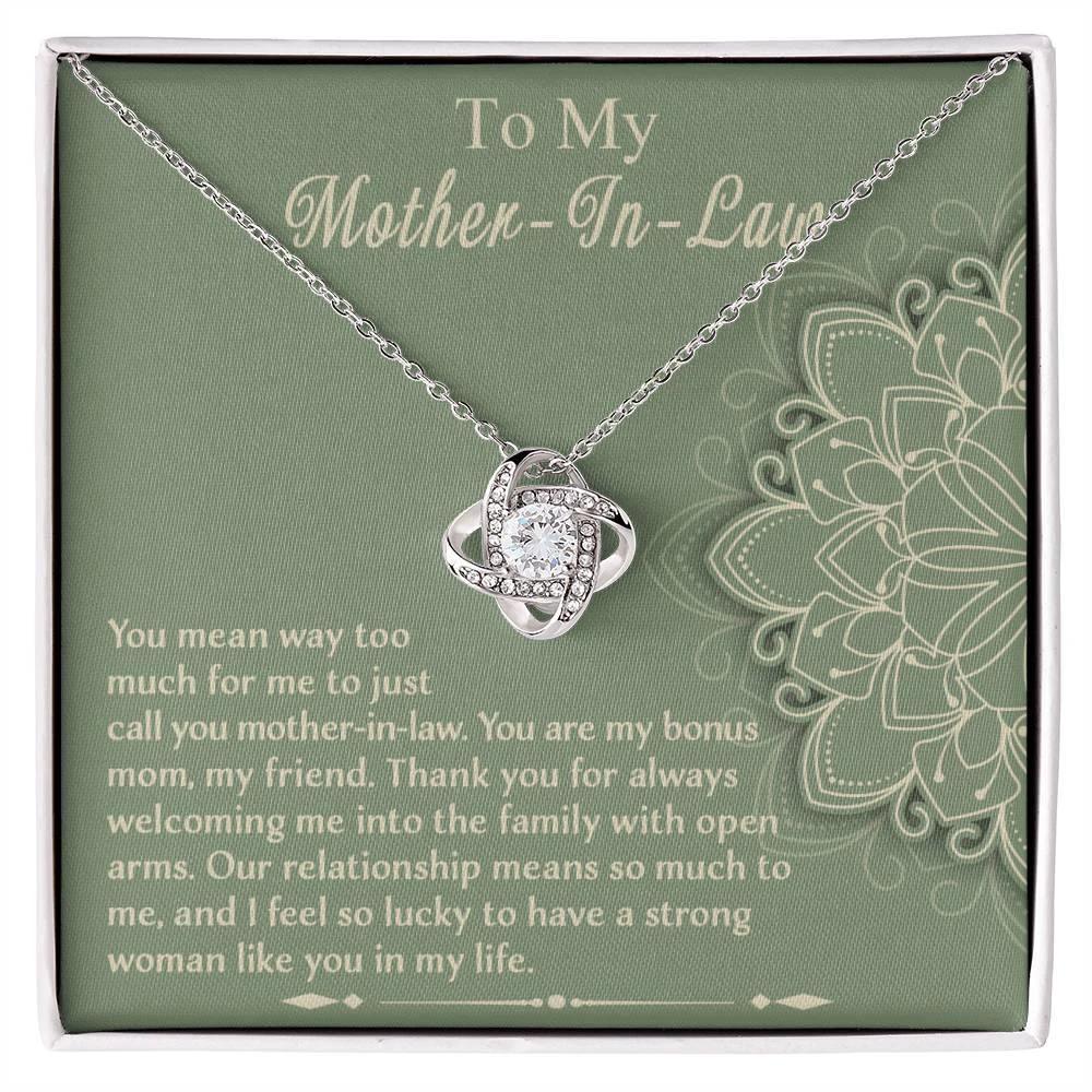 Mother-In-Law Gift - I Feel Lucky to Have A Strong Woman in My Life Love Knot Necklace