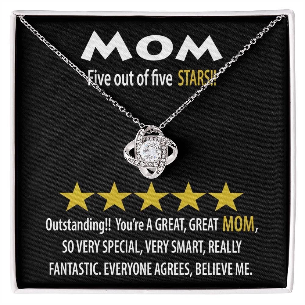 Mom - Five of Five Stars Outstanding You're A Great, Great Mom Love Knot Necklace