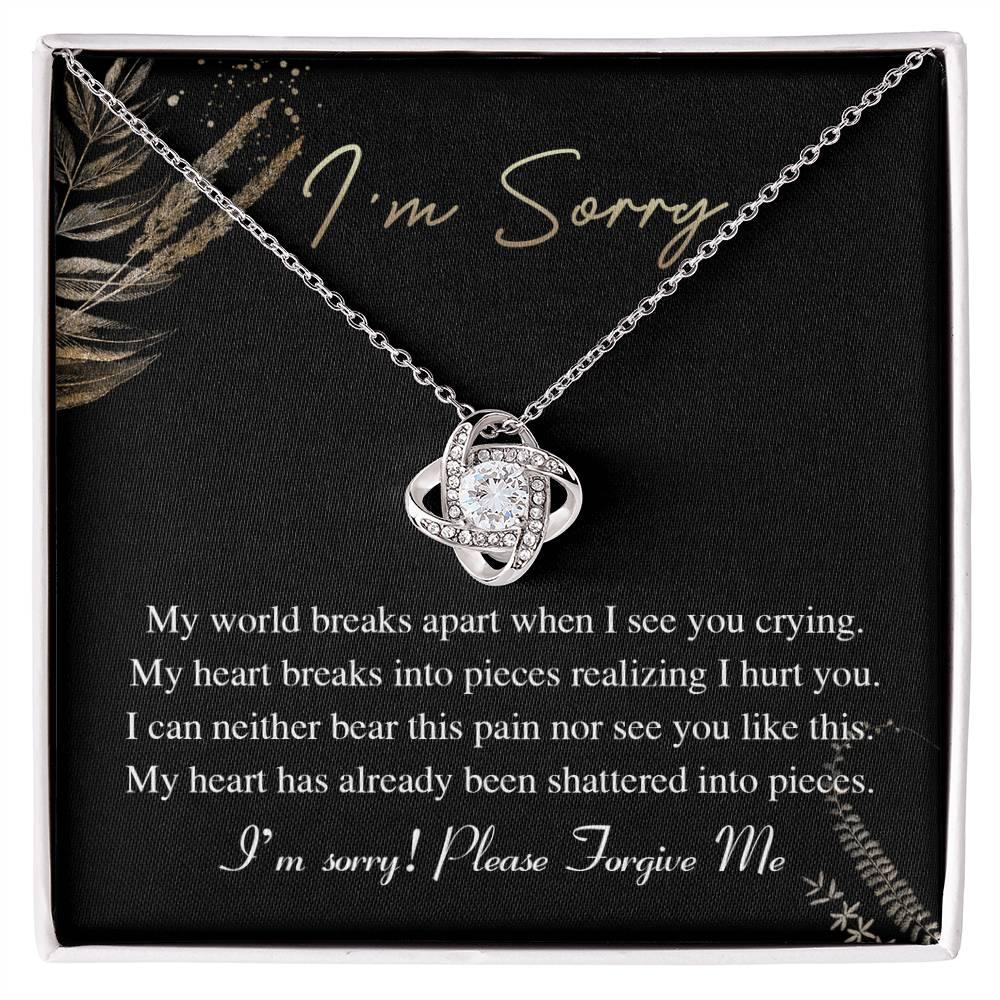 Apology Gift for Girlfriend, Wife, Soulmate - Sorry, See You Crying - Love Knot Pendant Necklace - Mallard Moon Gift Shop