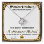 Wife Wedding Day, Anniversary, Birthday Gift - Winning Certificate - Love Knot Pendant Necklace