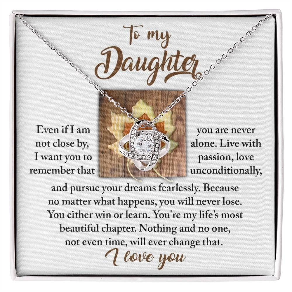 Gift for Daughter - Live With Passion - Love Knot Pendant Necklace