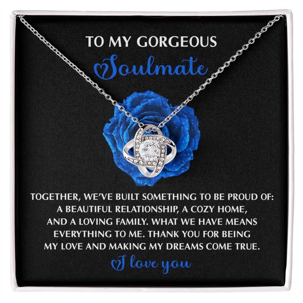 Romantic Gift for Wife or Girlfriend - Love Knot Pendant Necklace with Heartfelt Message for Soulmates