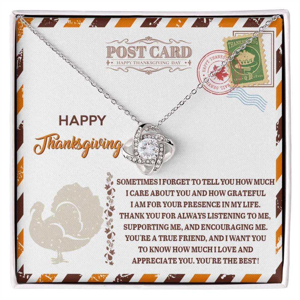Happy Thanksgiving Gift for Her – True Friend Message Card Necklace, Meaningful Appreciation Jewelry for Best Friend, Sister, or Loved One