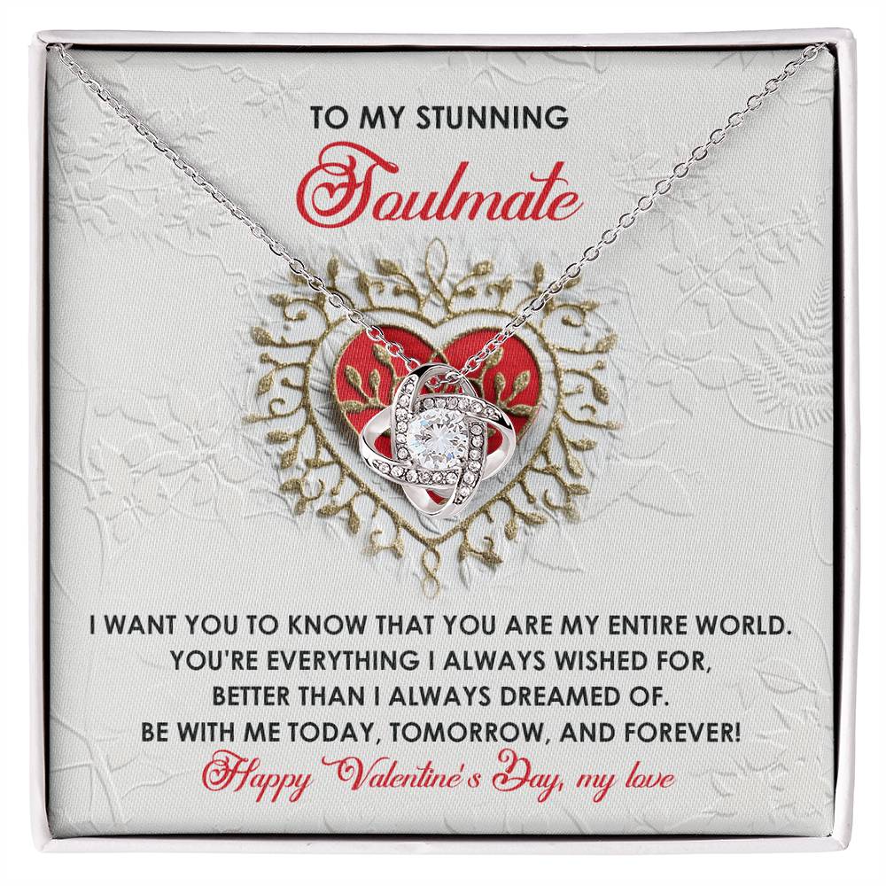 Romantic Valentine's Day Gift for Soulmate, Wife, Girlfriend -You Are My Entire World - Love Knot Pendant Necklacee - Mallard Moon Gift Shop