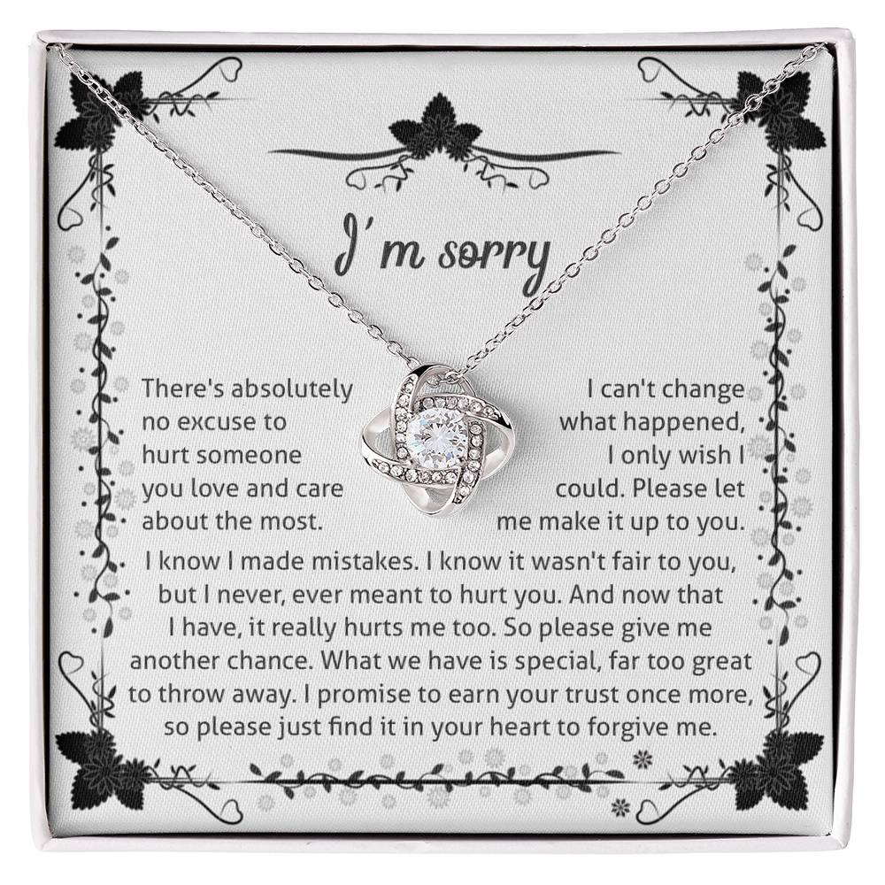 Apology - I'm Sorry, No Excuse, Another Chance - Love Knot Pendant Necklace - Mallard Moon Gift Shop