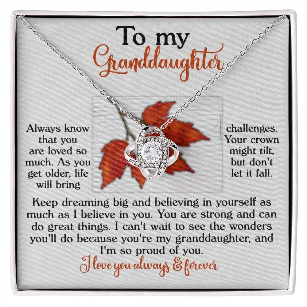 Gift for Granddaughter - Do Great Things - Love Knot Pendant Necklace - Mallard Moon Gift Shop