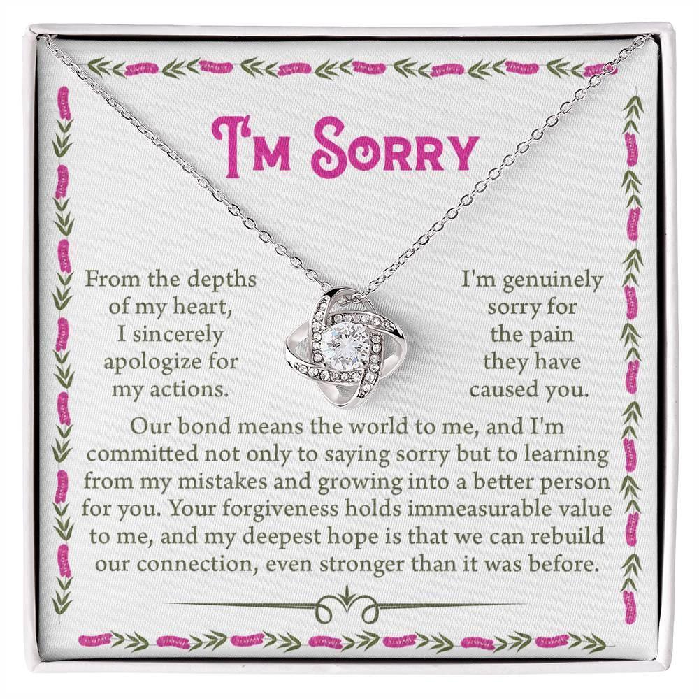 Apology Gift for Girlfriend, Wife - Sorry, For the Pain I Caused - Love Knot Pendant Necklace