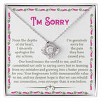 Apology Gift for Girlfriend, Wife - Sorry, For the Pain I Caused - Love Knot Pendant Necklace