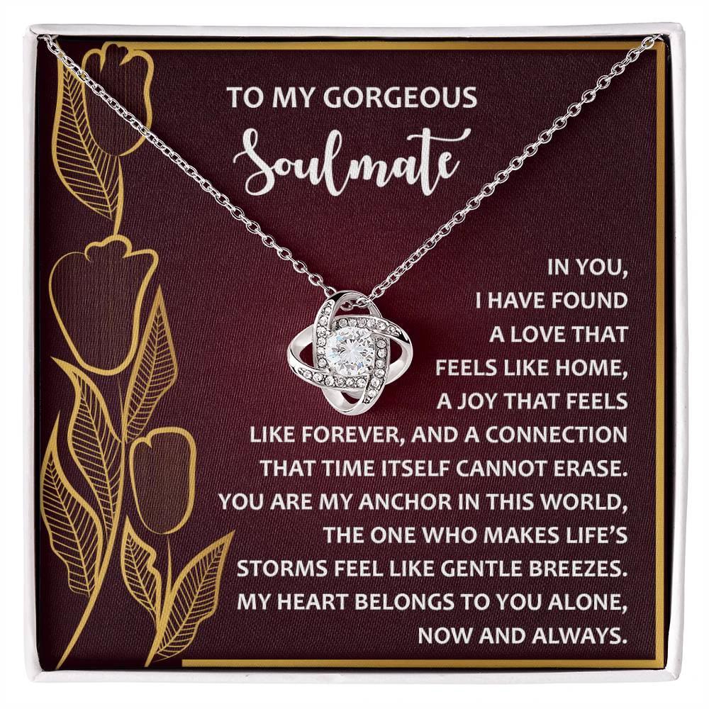 Romantic Anniversary, Valentine's Day Gift for Soulmate, Wife, Girlfriend - Life’s Storms Feel Like Gentle Breezes - Love Knot Pendant Necklace