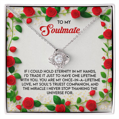 Romantic Anniversary, Valentine's Day Gift for Soulmate, Wife, Girlfriend - One Lifetime - Love Knot Pendant Necklace - Mallard Moon Gift Shop