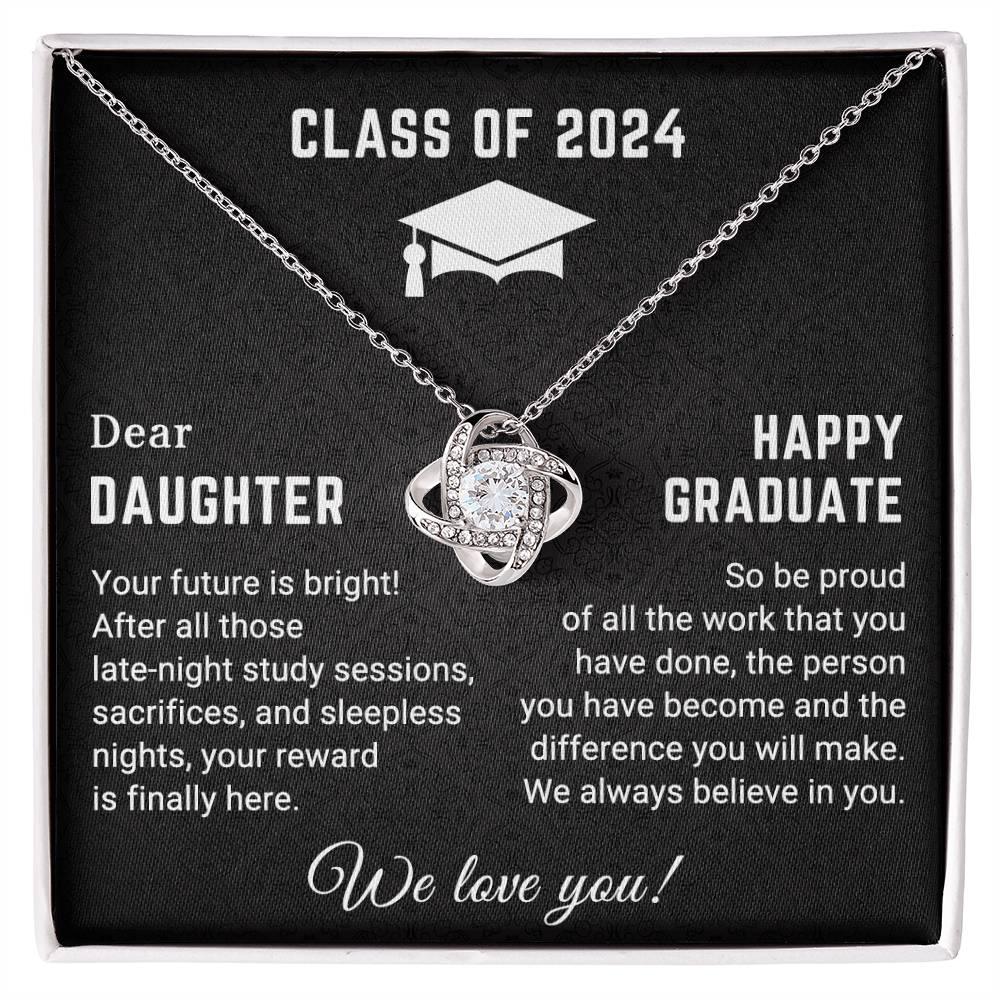 Dear Daughter Your Future is Bright Graduation Class of 2024 Love Knot Pendant Necklace - Mallard Moon Gift Shop