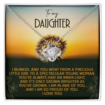 Daughter - Grown Brighter - Love Knot Pendant Necklace - Mallard Moon Gift Shop