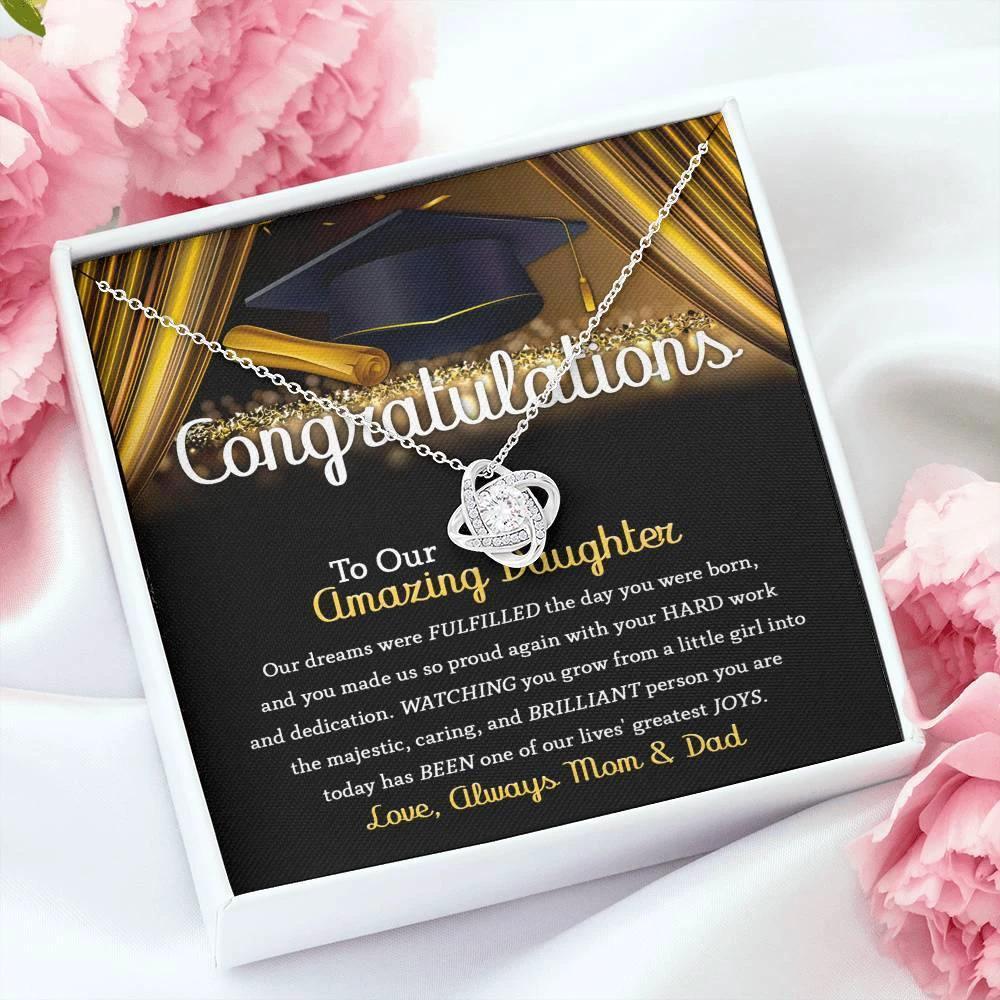 Daughter Graduation Jewelry Necklace with Message Card from Mom and Dad - You Made Us So Proud